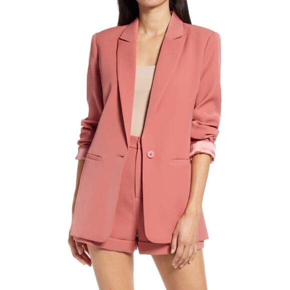 NWT Endless Rose Long Sleeve Tailored Single Button Blazer Dusty Rose Women's M - Picture 1 of 8